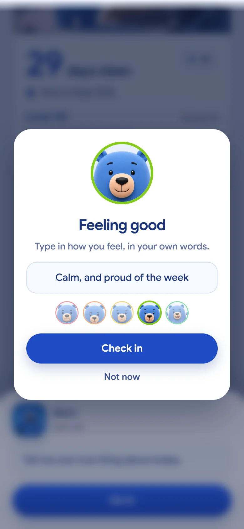 Check-in: type in how you feel